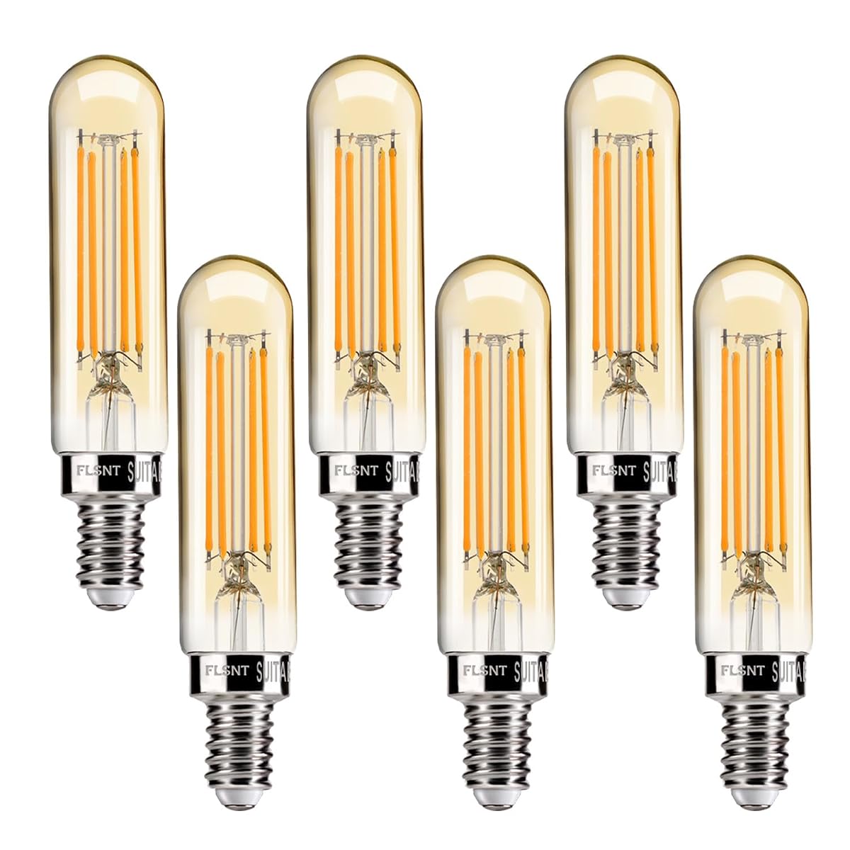 Flsnt Dimmable T6/T25 Edison Led Bulbs 40W Equivalent E12 Candelabra Base 2200K