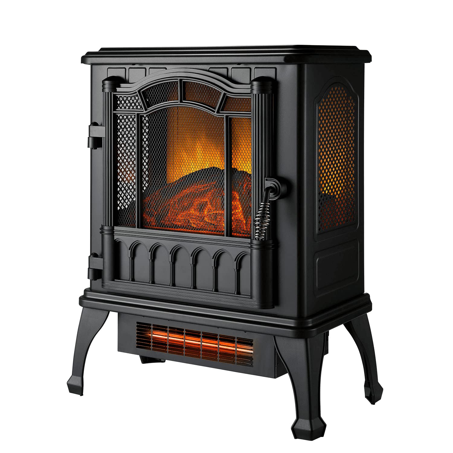 Stylish Black Electric Stove Creates Realistic Flames to Warm up The Room