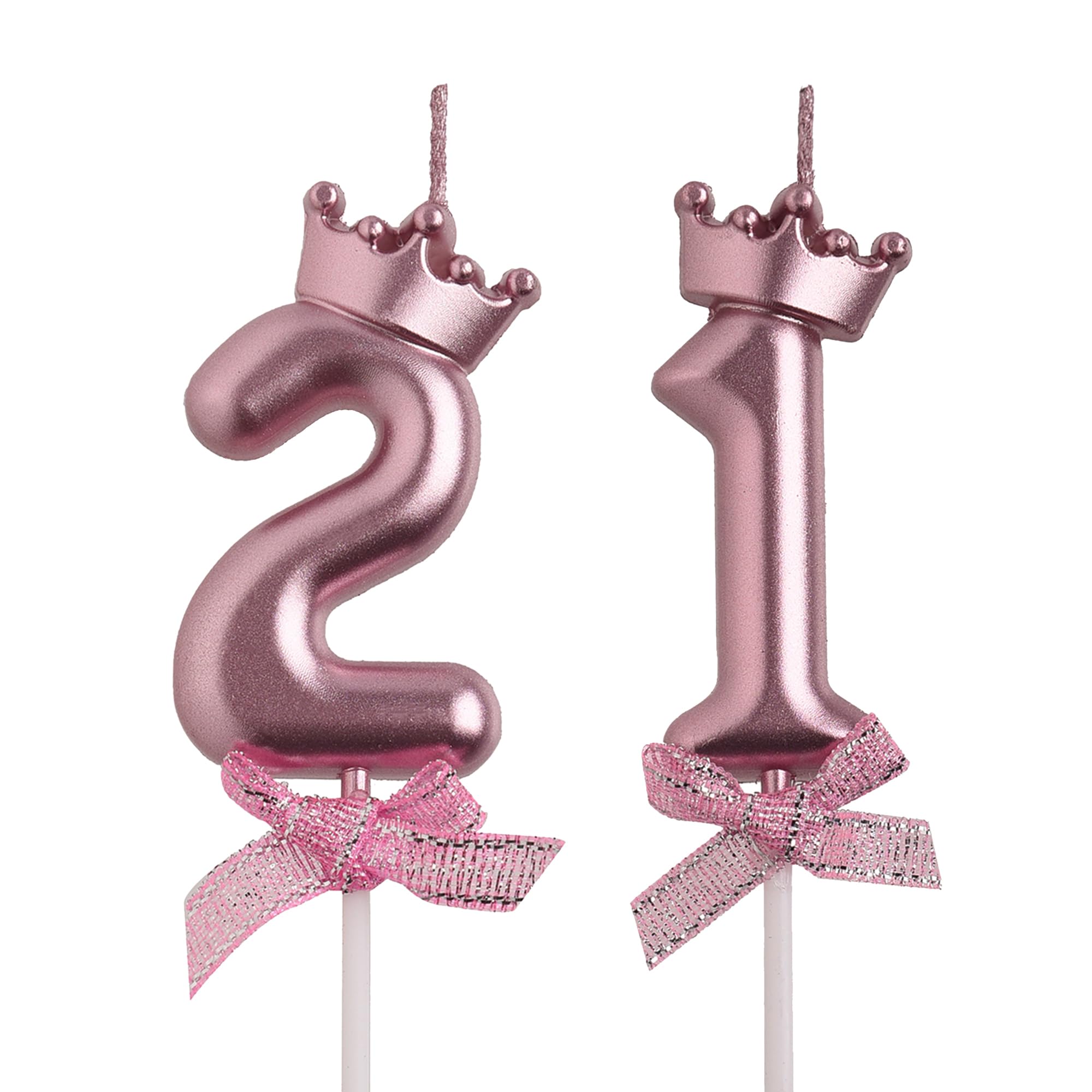 21st Birthday Candles, Rose Gold 21 Year Old Number Birthday Candles, Happy Birthday Party Decorations Cake Topper Gifts for Men Women