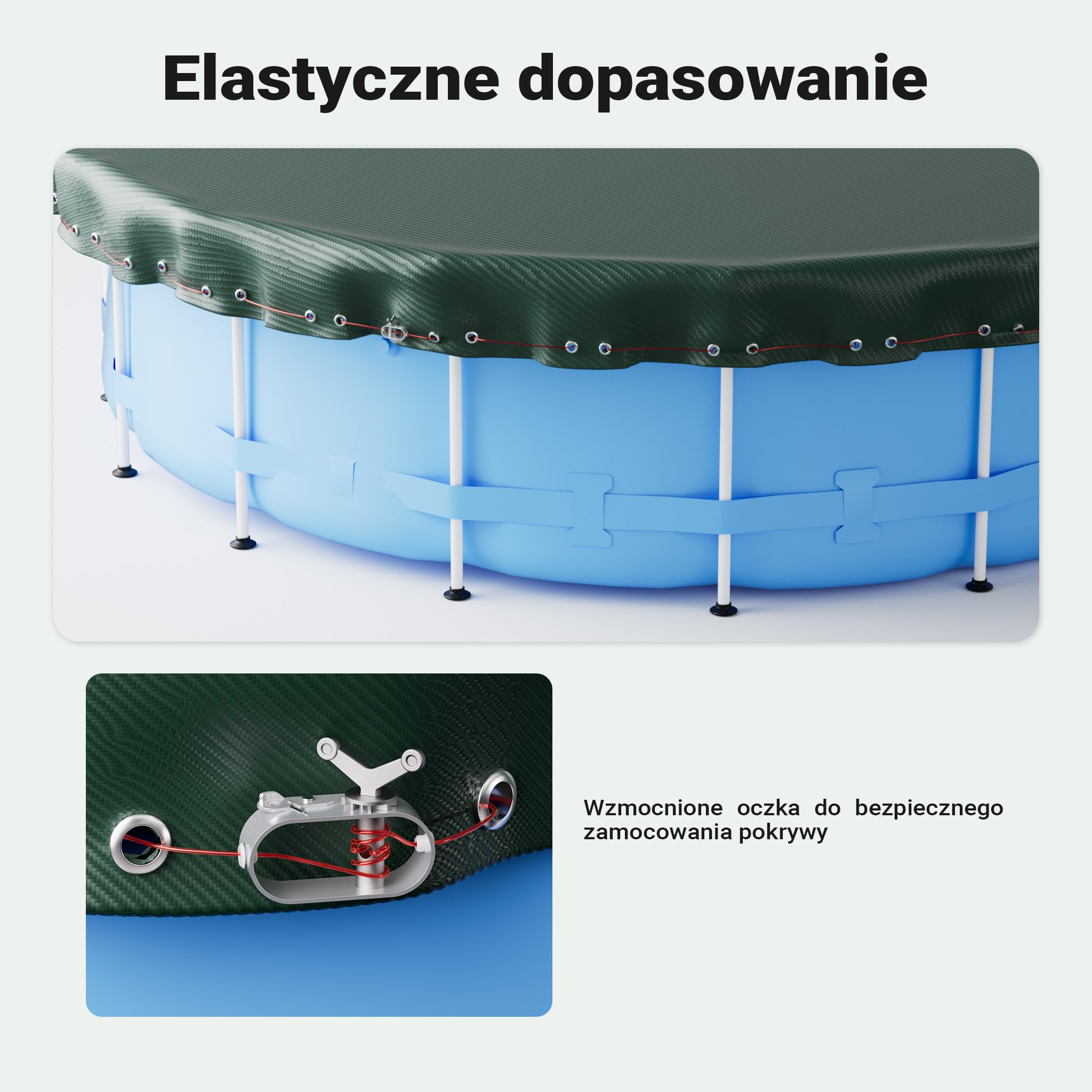 Wiltec Folia basenowa okrągła Ø 460 cm odporna na promieniowanie UV, pokrywa na basen 2w1 na lato i zimę