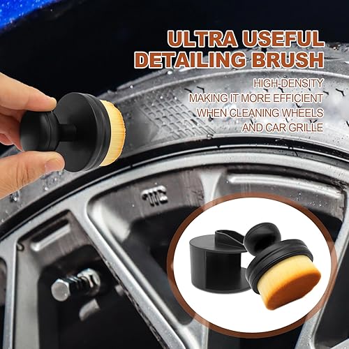 Miniatura 5 de Cepillo de neumáticos automático con cubierta, cepillo de limpieza portátil de alta densidad, accesorios de limpieza de automóviles, cepillos de