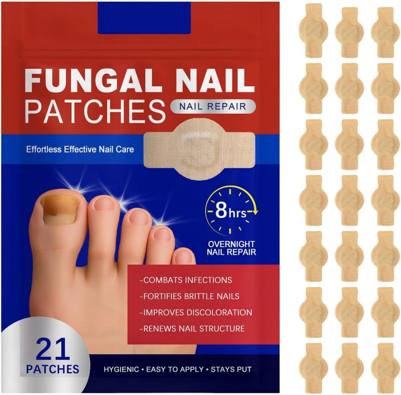 Nail Repair Patches for Toenail & Fingernail – Hydrogel Nail Treatment for Fungal Infection, Discoloration & Brittle 21 Patches-picture-41