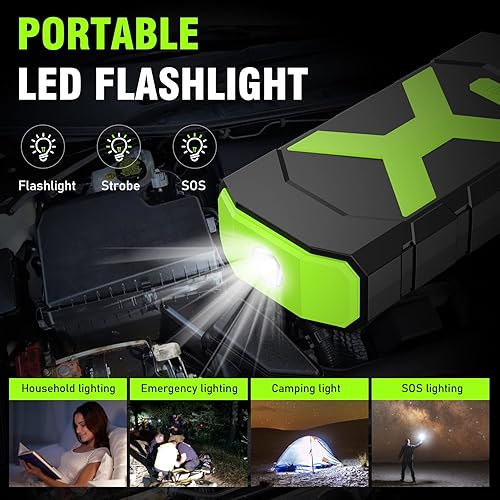 Miniatura 10 de BOOKOO - Batería de arranque de pico de 3000 A, caja de salto de 12 V para batería de automóvil de hasta 8 L de gasolina o 6.5 L de motor diésel con