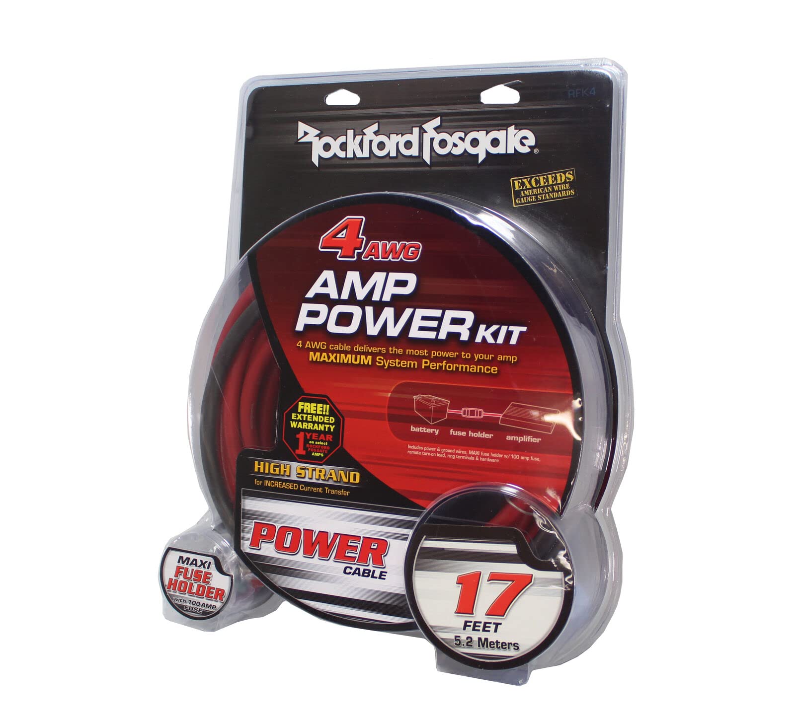 ROCKFORD FOSGATE ロックフォード　T400-4 配線おまけ付き！ 並行輸入品】ROCKFORD ロックフォード 4chアンプ T400 4