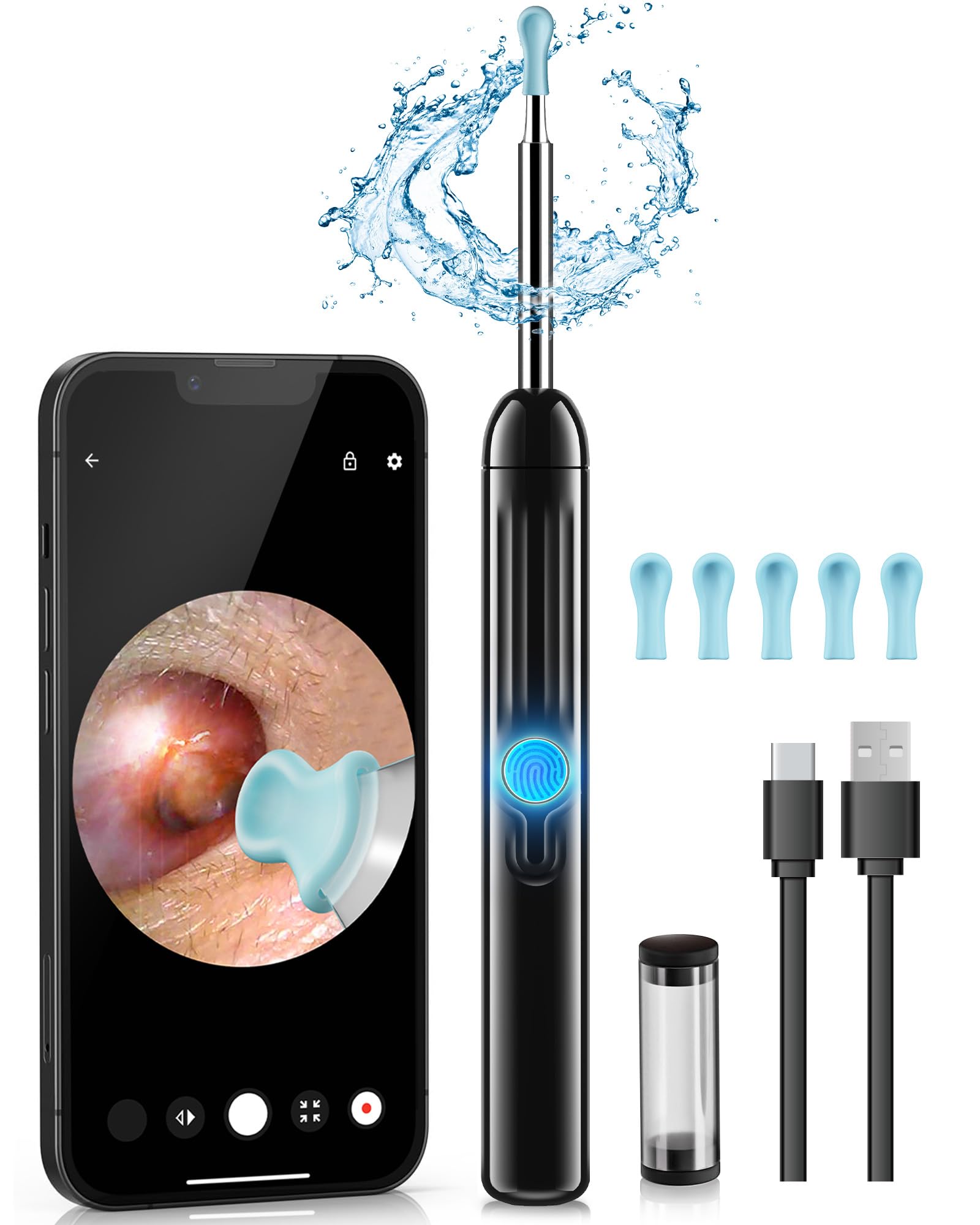Photo 1 of Jegoat Ear Wax Removal, 1080P HD Scope and 6 LED Lights, Ear Cleaner with Camera, Ear Cleaning Kit - Earwax Remover Tool with 5 Spoon (Onyx)