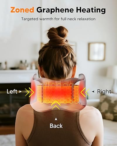 Miniatura 2 de arboleaf Almohada térmica para el cuello para viajes, almohada de espuma viscoelástica para avión con calefacción por zonas de grafeno, recargable