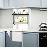 Vista 4 de Love-KANKEI Estantes flotantes montados en la pared, estantes de pared de madera industrial para despensa, sala de estar, dormitorio, cocina