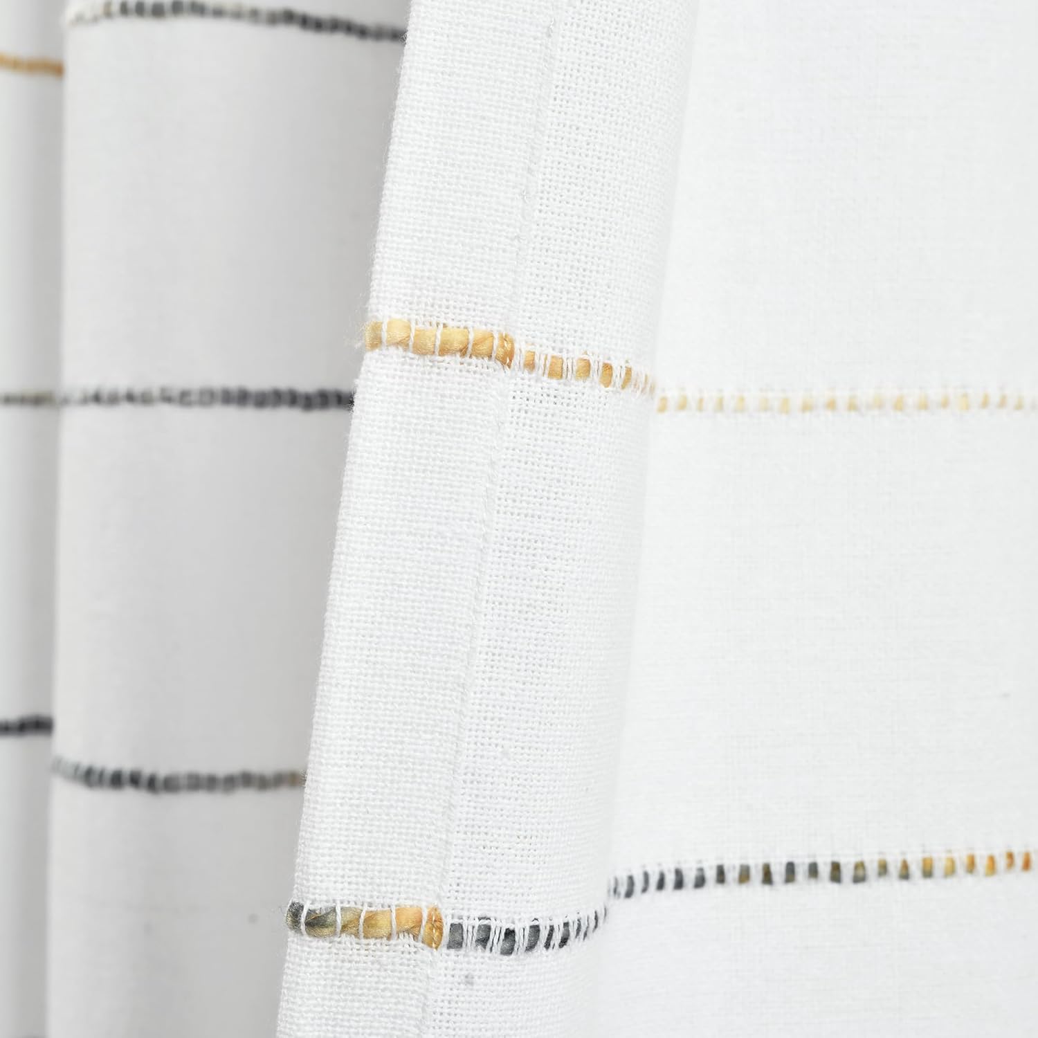 Lush Decor Ombre Stripe Yarn Dyed Cotton Window Curtain Panels, Pair, 40" W x 108" L, Yellow & Gray - Drapes - Light Filtering Curtains for Living Room - Striped Curtains