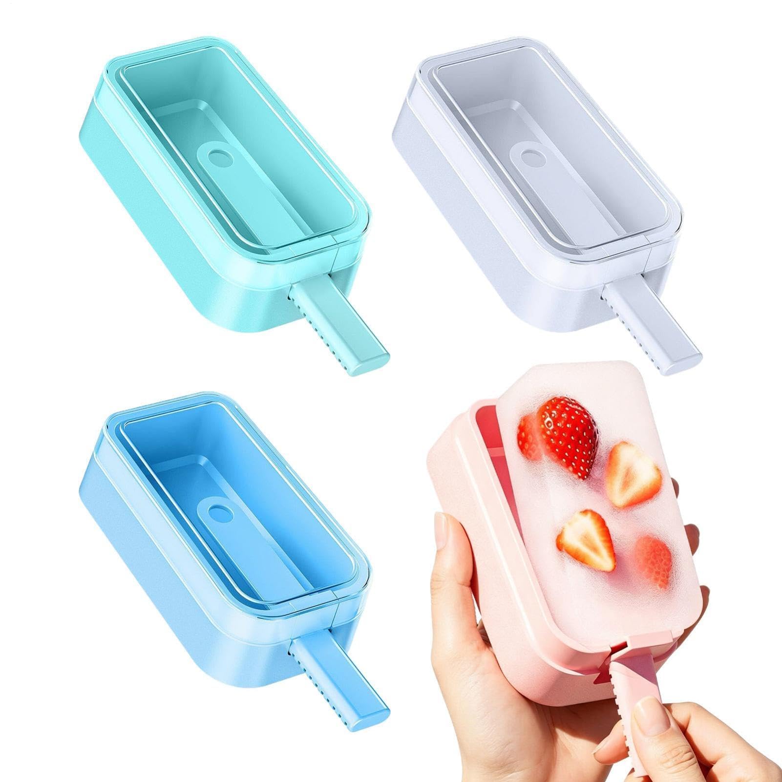 Set di 4 stampi per cubetti di ghiaccio, antiaderenti, facili da staccare, riutilizzabili, per alimenti, dessert, feste, estate, congelatore e frigorifero