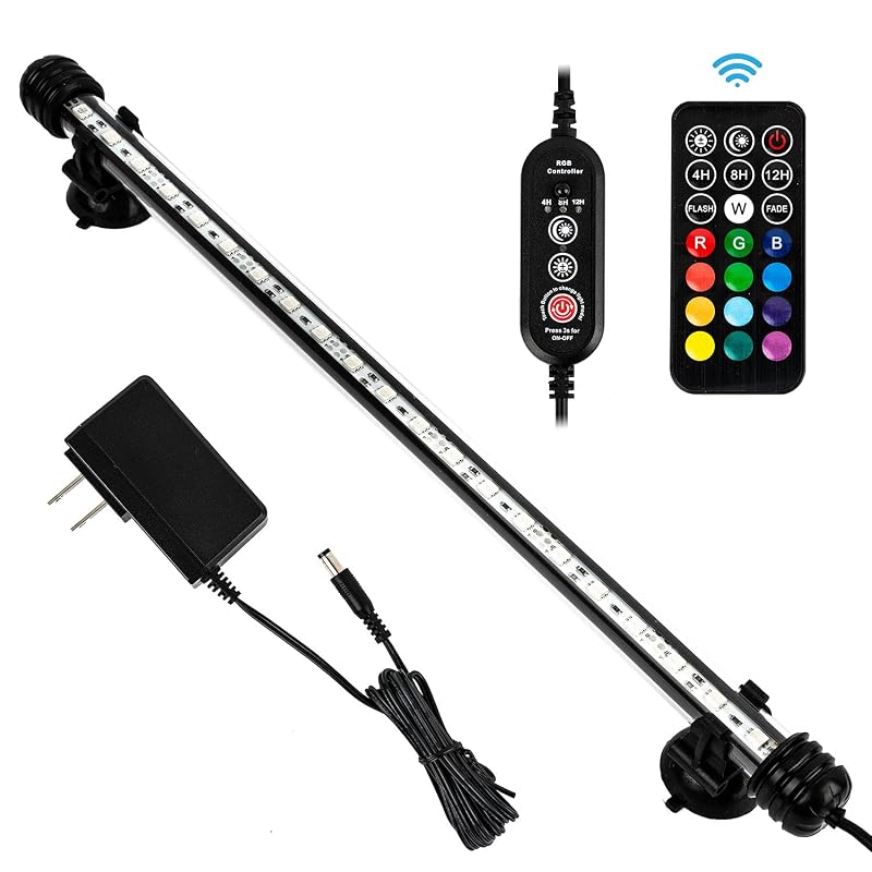 Luz LED Submersível Colorida para Aquário iKefe com Controle Remoto e Timer, 38,1 cm, 12 W
