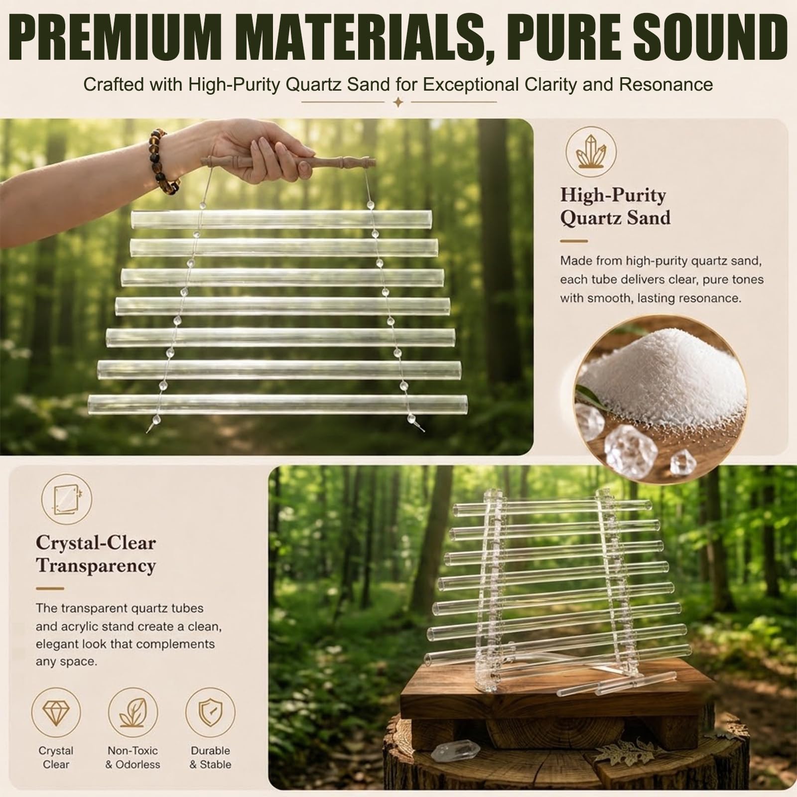 Harpe de Cristal,8 Notes,432/440 Hz,Modèle de Table Classique small-440Hz