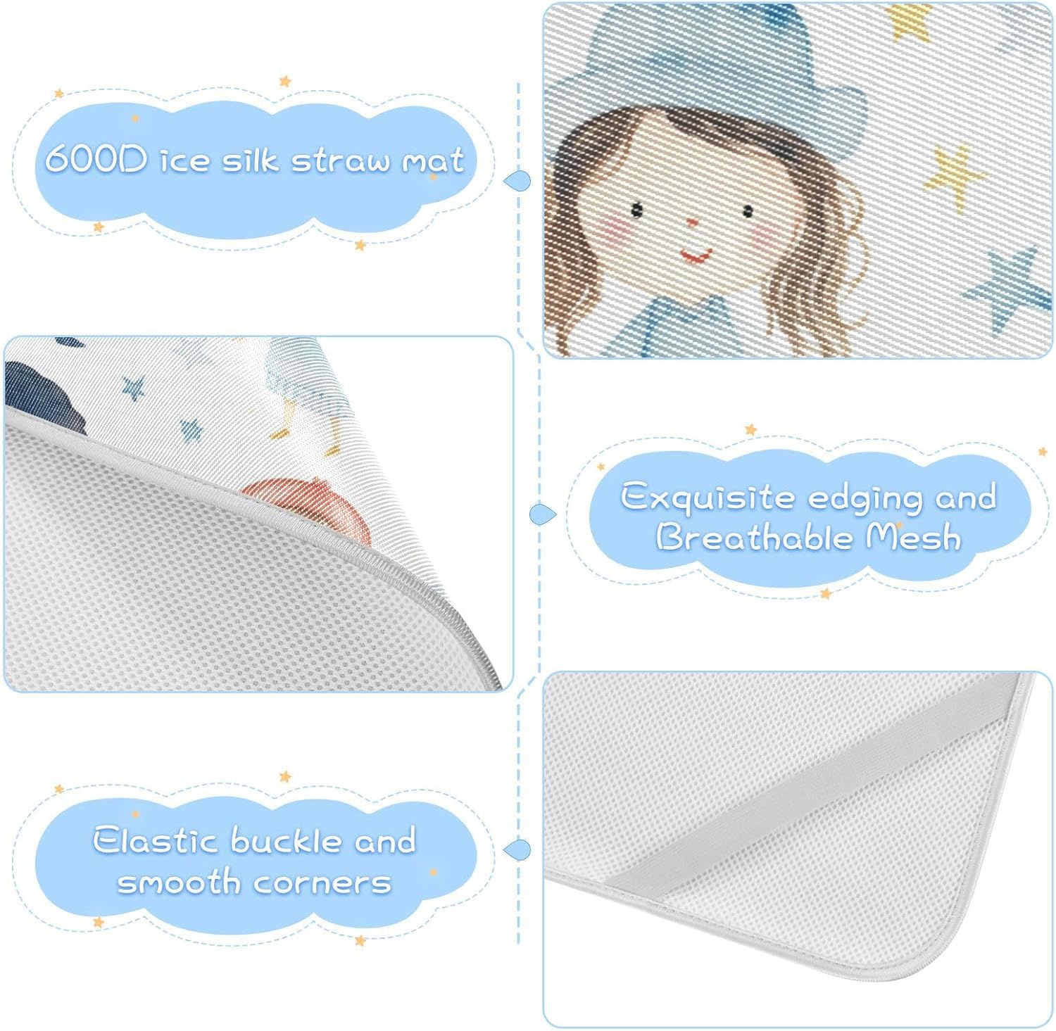 Little Cute Children Watercolor Cooling Baby Crib Mattress Topper 28" x 52" Absorbent Mattress Protector pad for Baby&Toddler
