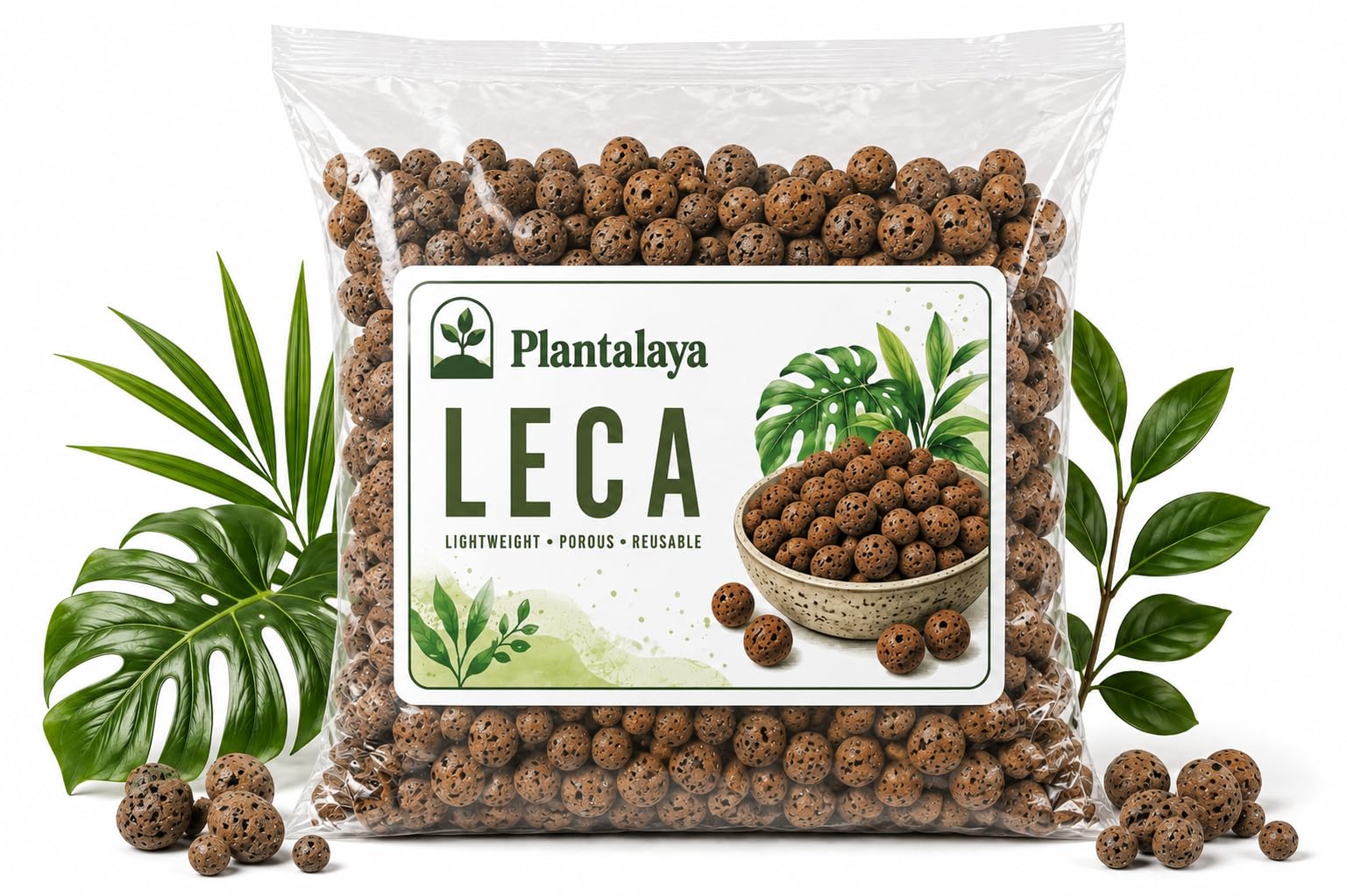 Plantalaya Large Clay Balls for Plants – Chunky Expanded Clay Growing Media – Reusable Potting Substrate for Semi Hydro, Orchids, Houseplants & Indoor Plants – Improves Drainage & Airflow - 1 Litre