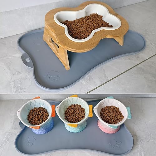 Miniatura 5 de Tapete de silicona para comida para gatos, tapete impermeable para alimentación de mascotas para cuenco de agua y alimentos, bonito tapete de goma