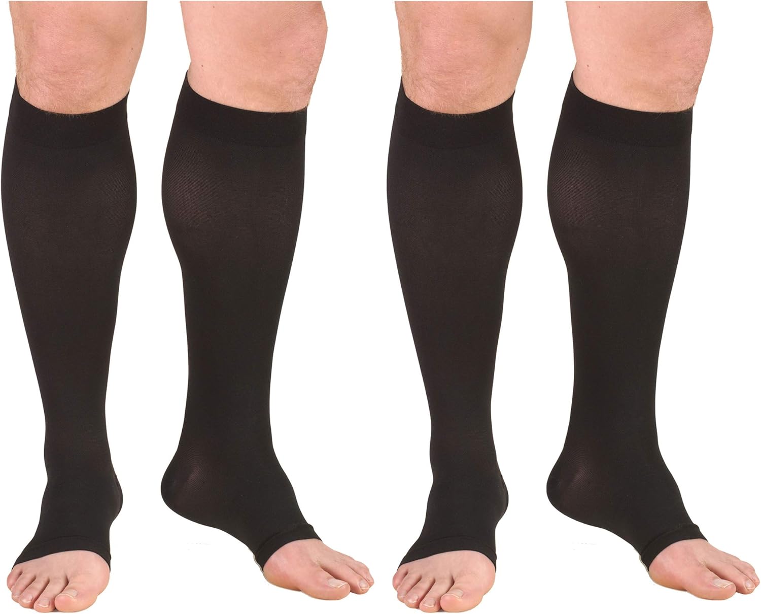 Truform Compression 20-30 mmHg Knee High Open Toe Stockings Beige, Medium - Short, 2 Count (0865S-M 2PK)