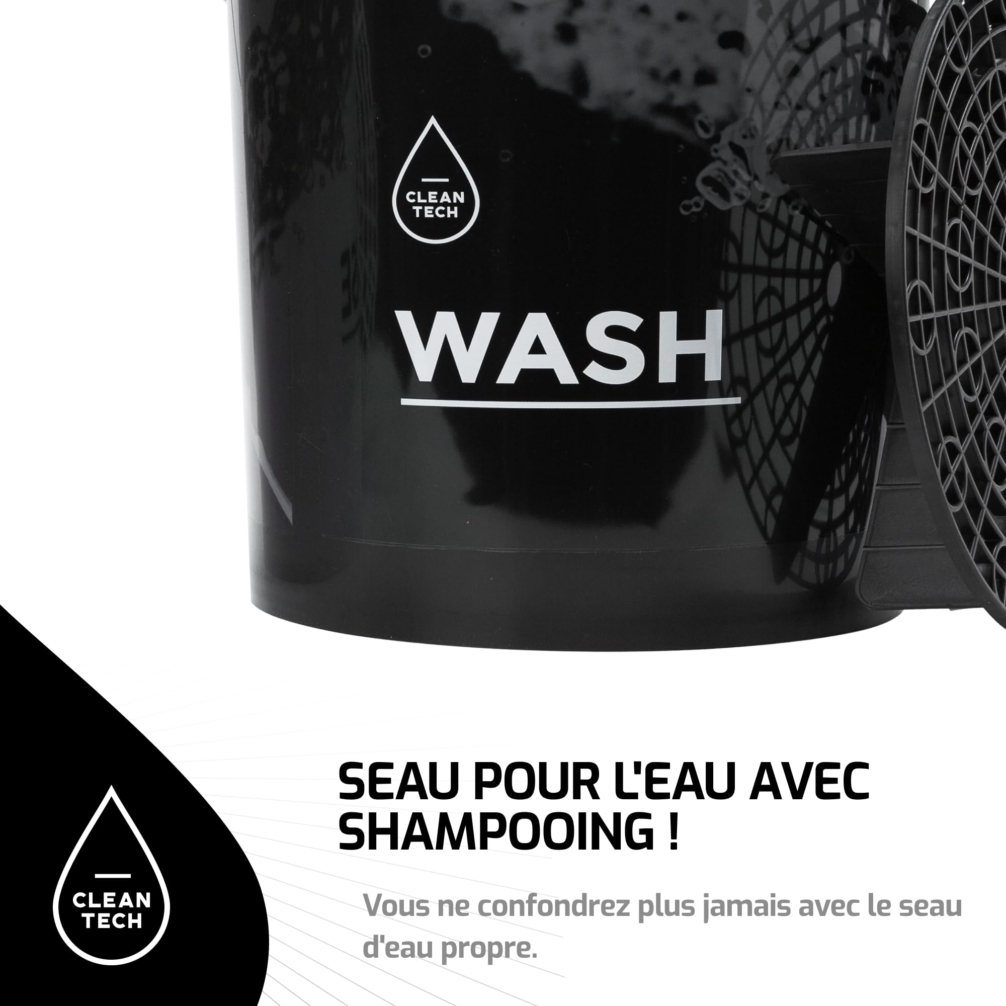 Seau de Lavage de Voiture 20L avec Grille filtrante - Noir - séparation optimale de la saleté - idéal pour Le Lavage Manuel de la Voiture