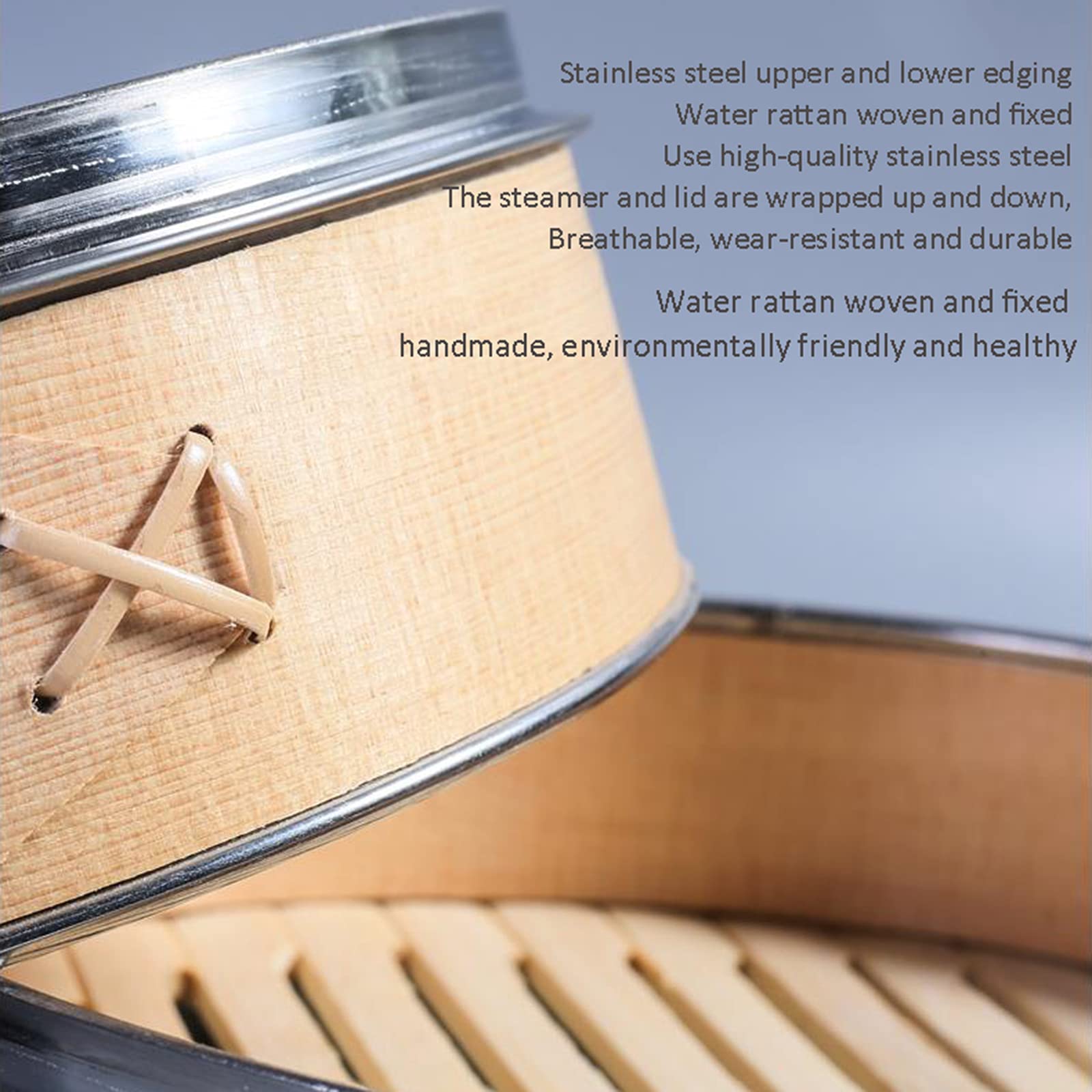 SOLUSTRE Holz Dampfgarer Für Reis - Handgefertigter Reiskübel Mit Abnehmbarem Boden