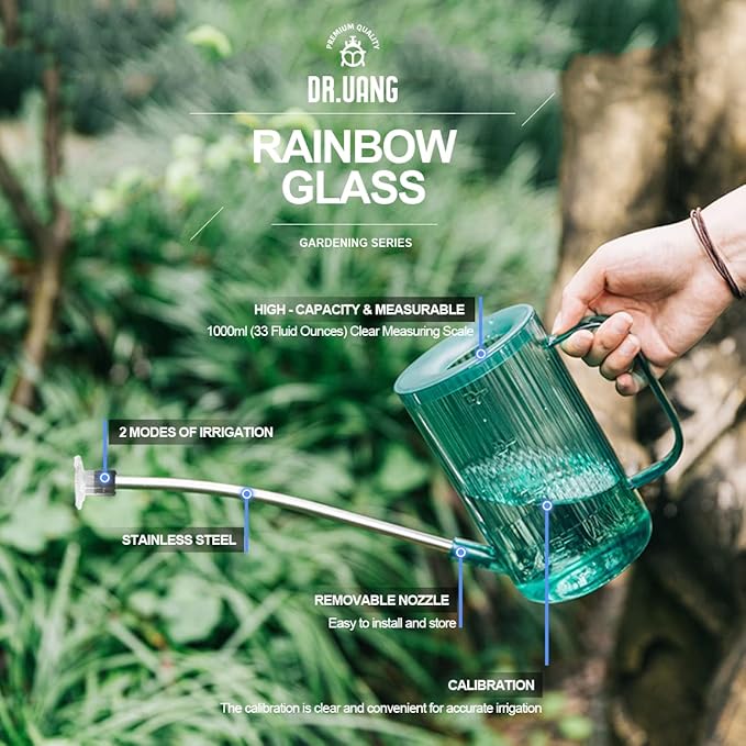 This small watering can is designed specifically for indoor plants with its long spout, making it easy to reach deep into pots without spilling water everywhere. The 1L capacity is great for small to medium-sized plants, allowing for just the right amount of water without overwatering. The emerald color adds a pop of visual interest to your plant collection while also being easy to spot when you need it.