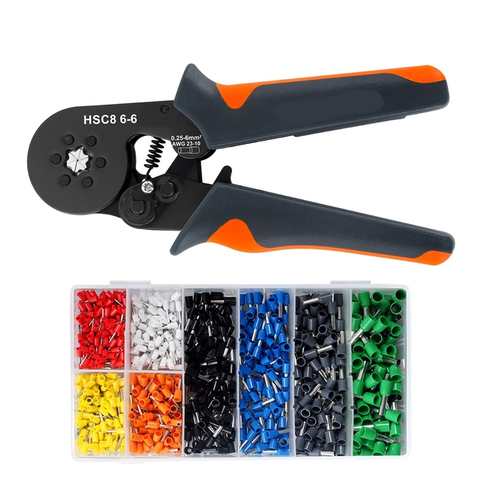 Corelix Hsc8 6-6A 800Pcs Tubular Terminal Crimping Tool Hsc8 6-4 0.25-10Mm² For Electrical Wiring(Hsc8 6-6A 800Pcs)