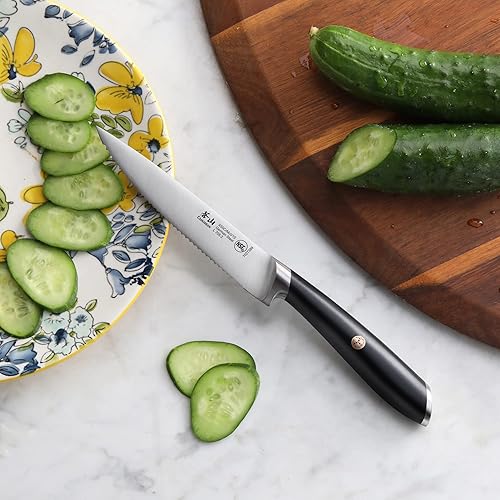 Miniatura 4 de Cangshan Cuchillo utilitario dentado serie L de 5 pulgadas, acero alemán forjado, 1027389