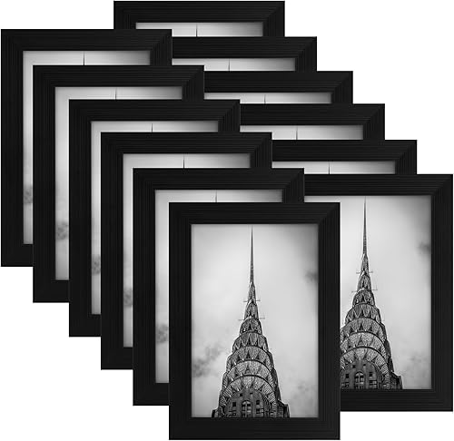 Juego de 12 marcos de fotos de 4 x 6 pulgadas, color negro, para galería de pared, collage de fotos o exhibición de mesa disponible en Yaxa Peru