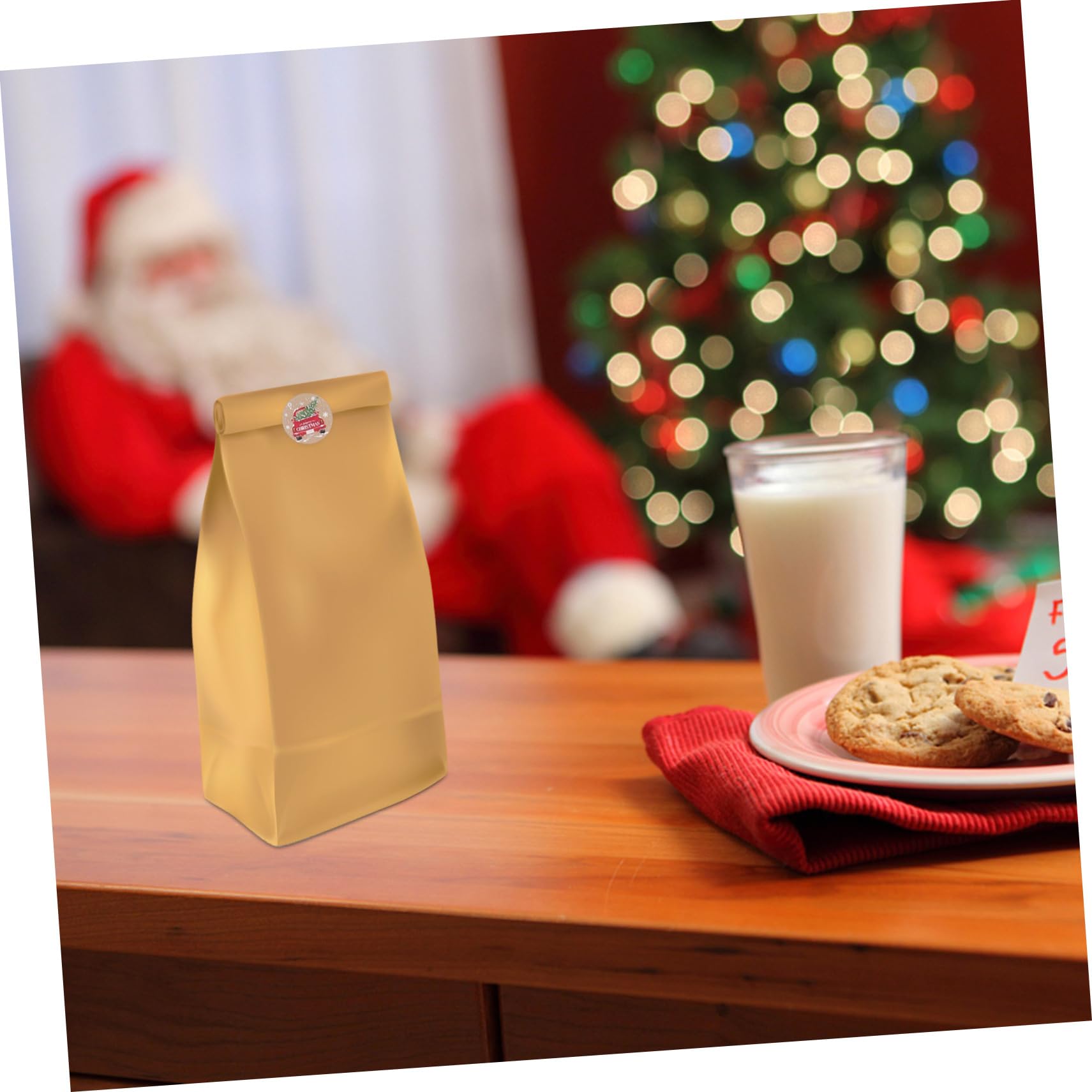 Tofficu 5 Sätze Weihnachtsgeschenkpapier Etiketten Weihnachtskarte Girlande Schild Schleife Süßigkeiten Ornamente Siegeletikett Packpapier Plätzchen Aufkleber 3 Rollen * 5
