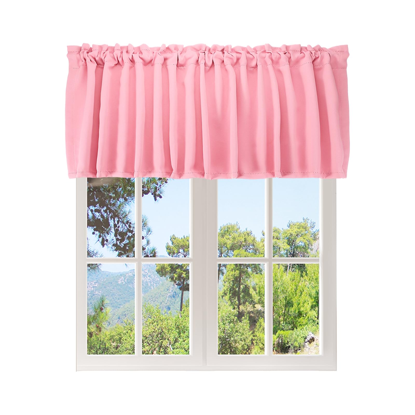 sourcing map Window Valance, 52 x 18 Inch Valance Curtains Small Short Light Filtering Sheer for Windows Bedroom Bathroom Living Room Kitchen, Pink