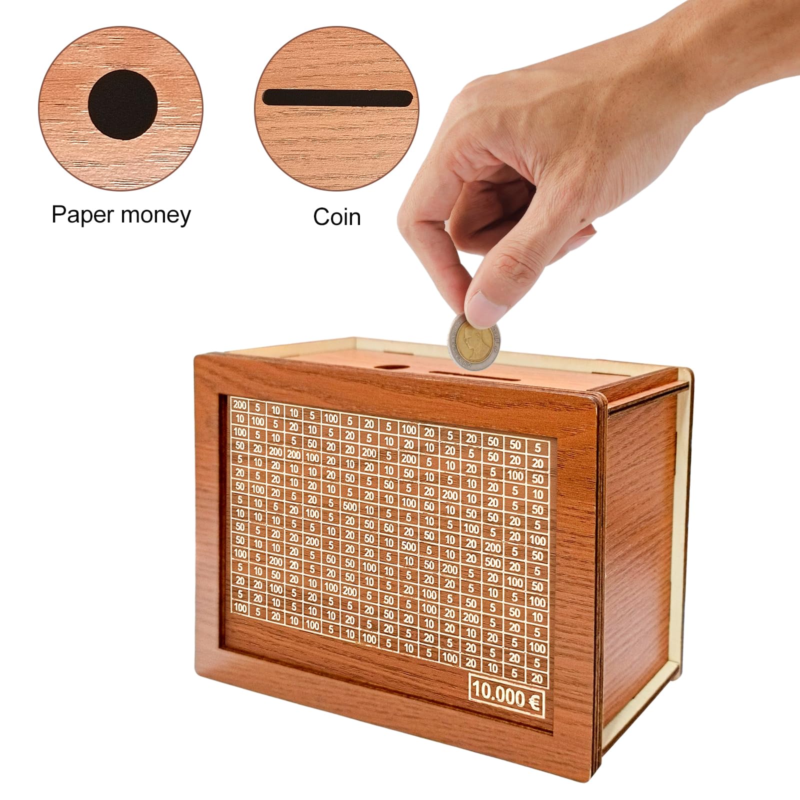 Tirelire En Bois Avec Objectif D'épargne - Avec Compteur - Avec