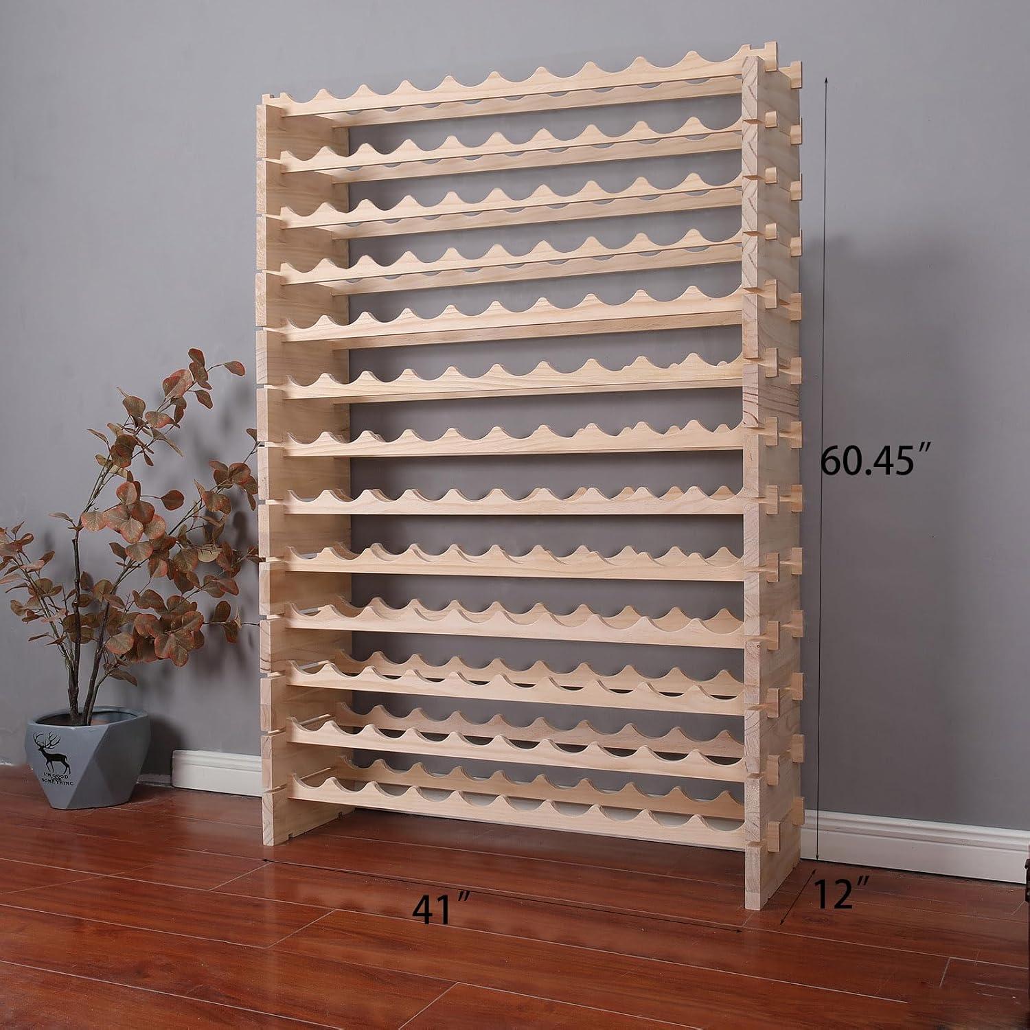 Wine Rack Cabinet 130 Bottle Wooden Stackable Storage freestanding Floor Modular Wine Cellar Shelf