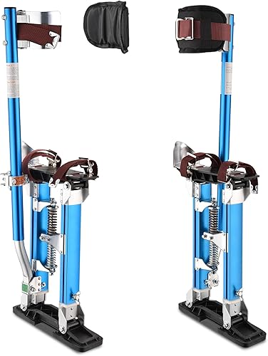 Miniatura 10 de ZeHuoGe Zancos azules para paneles de yeso de 24 a 40 pulgadas con protección de rodilleras, pilotes de herramienta de aluminio ajustable para