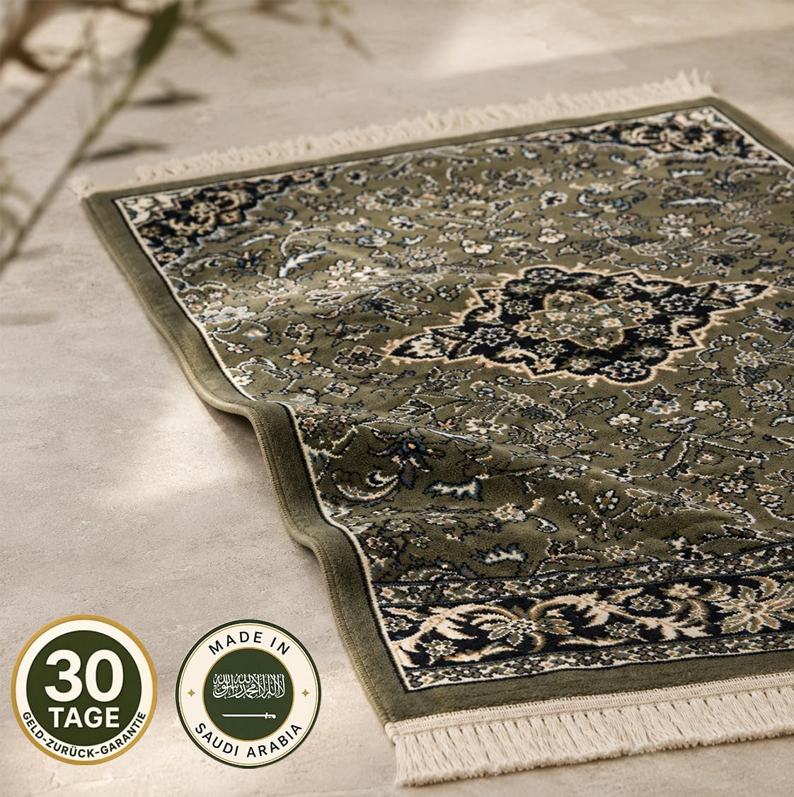 Medina Gebetsteppich mit Rawdah inspiriertem Design, Extra Weich und dick (8 mm)- 1 Mio. Knoten/m² -komfortabel für Gebet, Zuhause & Geschenk