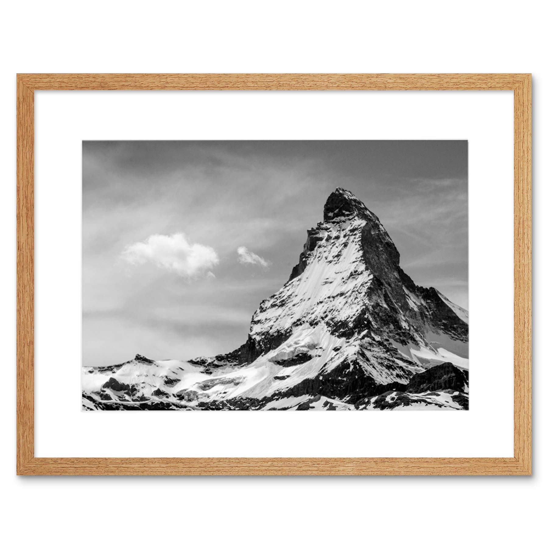 Wee Blue Coo Photo Matterhorn Alps Mountain Black White Framed Wall Art Print