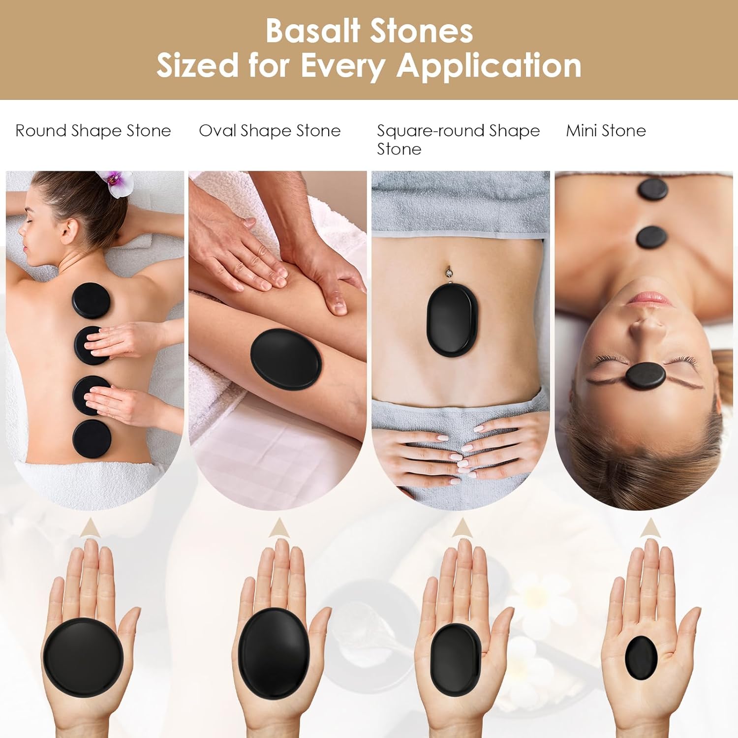 10Pcs Hot Stones Massage Set,Hot Rocks Basalt Massage Stones,Hot Stones with Warmer, Massage Stones for Professional or Home SPA, Relaxing, Healing