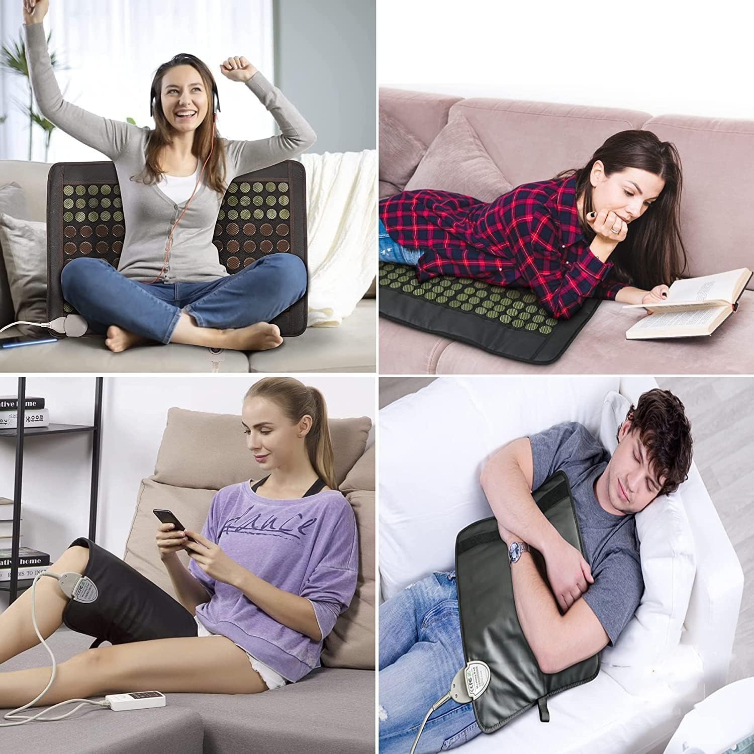 Infrared Heating Pad,Breathable Massage Mattress,Natural Jade Tourmaline Heating Mat,Adjustable Temperature and Auto-Shut,Available All Seasons