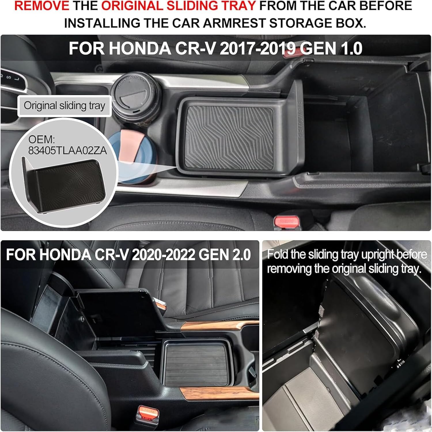 PIUGILH Customized for Honda CR-V 2017-2019 Accessories Car Center Console Armrest Box Glove Secondary Storage Box Console Organizer Insert Tray with Coin and Glass Holder