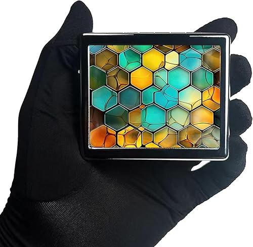 Miniatura 2 de Pastillero vintage plateado de 7 días de metal con espejo y 8 compartimentos, lindo organizador de pastillas de viaje para bolso (desierto de cactus