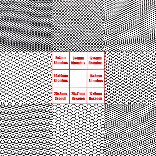 Modengzhe 40 X 13 Inch Car Grill Mesh Sheet, Black Painted Aluminum Alloy Multifunctional Grille Mesh Roll, 4 X 8 Mm Rhombic-Shape Grids #TOP4