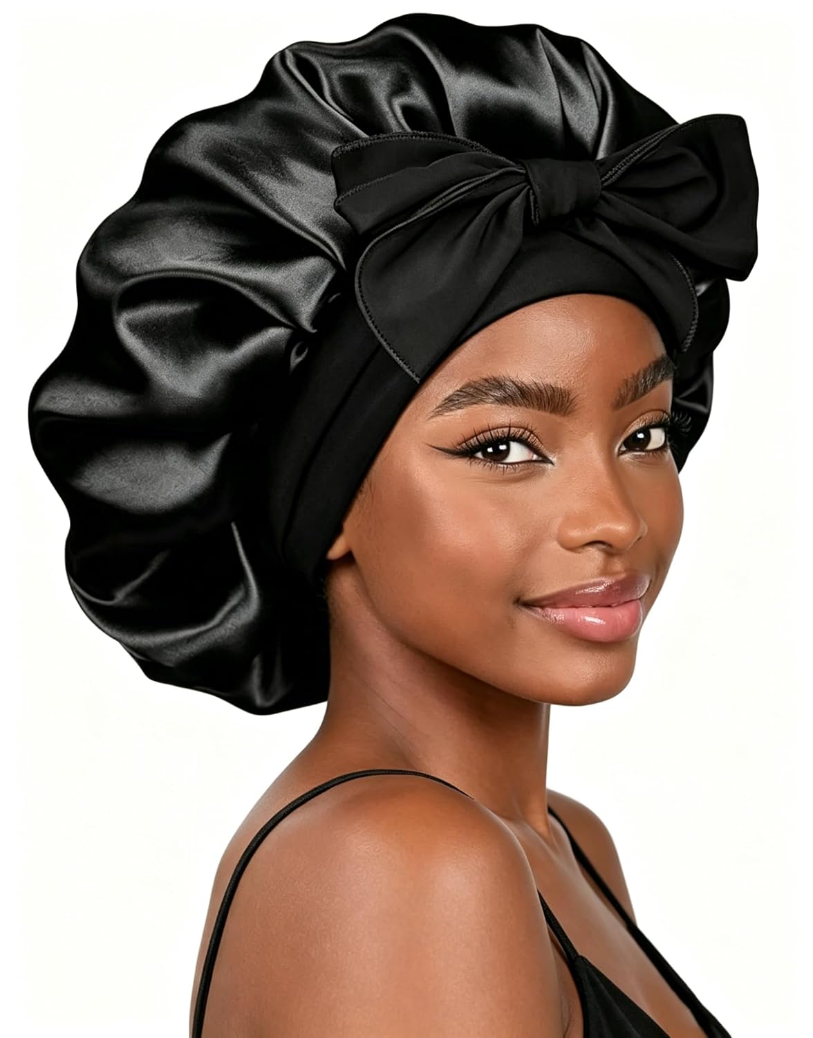 Adjustable Satin Bonnet for Sleeping Women Double Layer Hair Wrap Prevents Tangles Thinning
