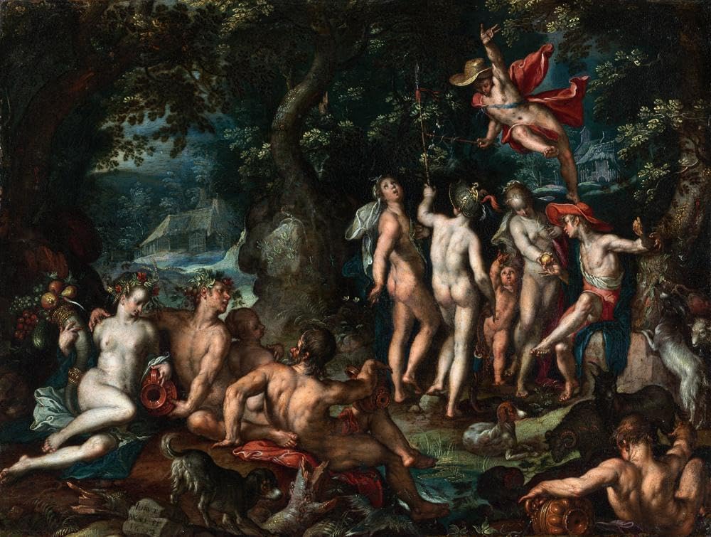 Joachim Wtewael 24x19 Black Modern Framed Art Print Titled: The Judgment of Paris (1602)