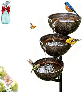 Rain Catcher Bird Bath, 3-Layer Metal Rain Catcher Garden Stake, Rustic Stacked Bowls Rain Gauge Garden Decor - Bring Life Back to Your Garden, Vintage Outdoor Rain Catchers for Bee Hummingbird (1PCS)