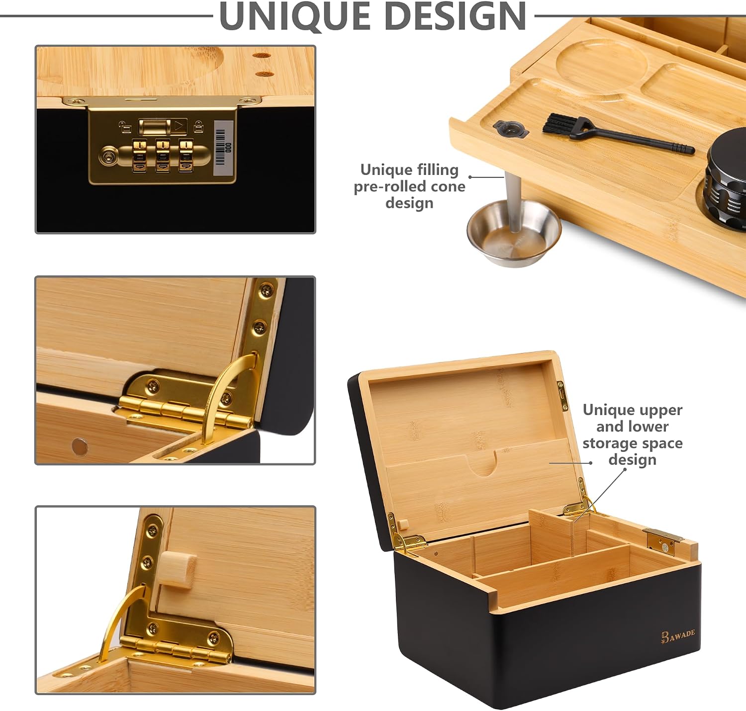 Wooden Storage Box with Lock – Lockable Wooden Box with Lid for Personal Items & Keepsake – Discreet Wooden Storage Box