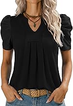 Kistore Ladies Tops Puff Short Sleeve T-Shirt V Neck Summer Tops for Women UK Fashion Blouses Shirts S-XXL