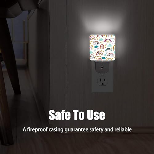 Miniatura 6 de Luz nocturna arcoíris, nube de estrellas enchufable a la pared con sensores de luz del atardecer al amanecer, luces nocturnas cálidas para