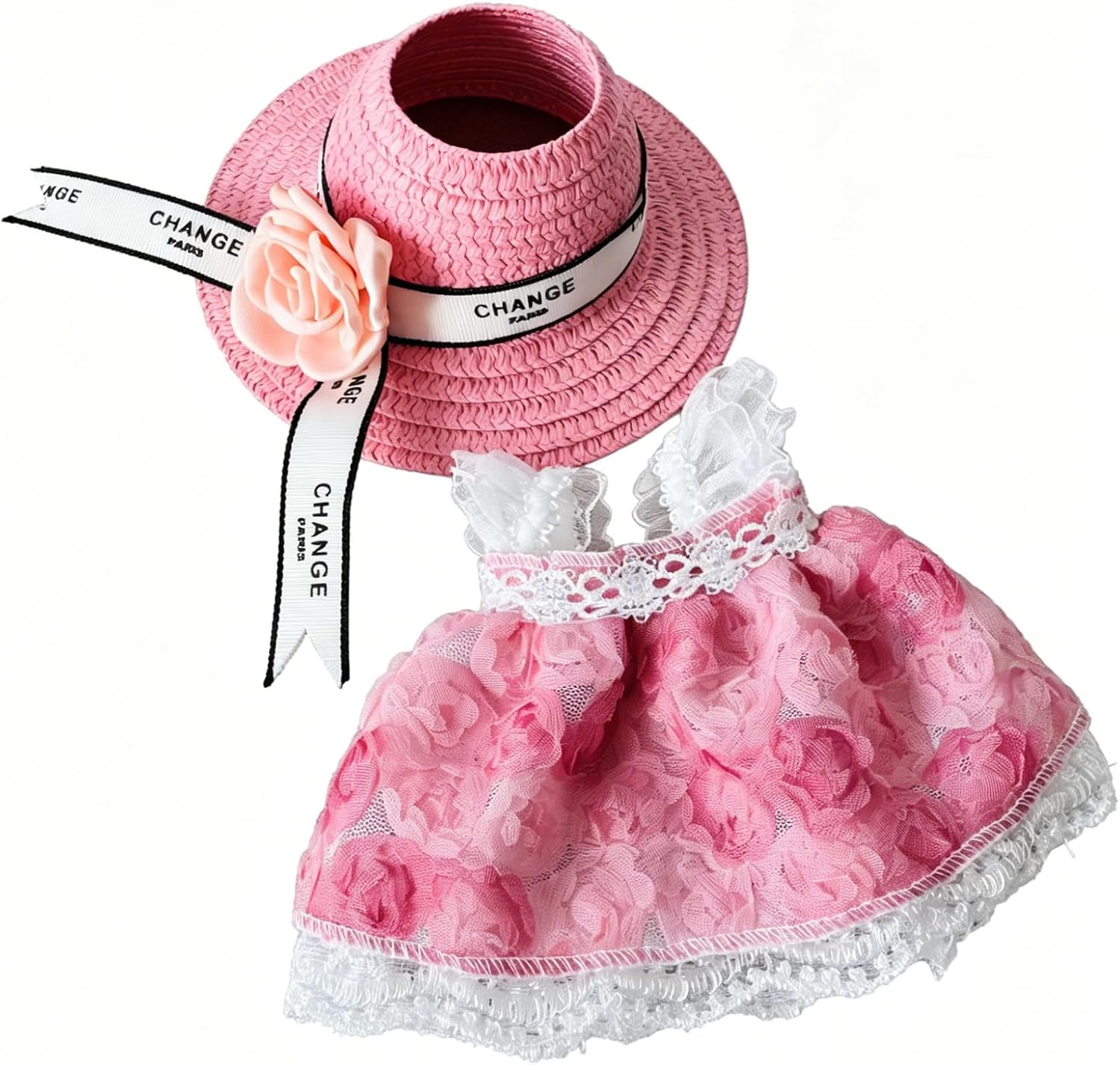 Premium Overall Pinafore Dress (Pink Suspender Dress) for 6.7" / 17 cm LABUBU Doll – Includes Miniature Accessories (Doll Not Included)
