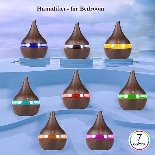 Miniatura 2 de FULLBELL Humidificador de niebla fría, 13.5 fl oz, 10-20 horas de tiempo de funcionamiento, 7 luces de color, 2 modos, 24 db silencioso, negro