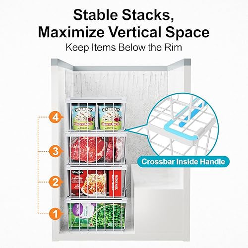 Miniatura 7 de iSPECLE Contenedores organizadores de pecho para congelador, paquete de 8 organizadores apilables para congelador de 5 a 7 pies cúbicos y congelador