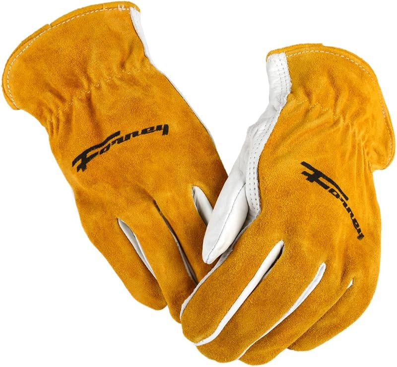 Forney 53124 Cowhide Leather Driver Men's Gloves, Large,Russet/White