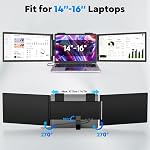HONGO Extendeur d'écran portable portable, 14 Moniteur portable de pouce IPS FHD 1080P 3 USB-C Moniteur externe pour Ordinateurs portables Compatible avec Windows Mac Voyage travail convient 14"-16" Ordinateurs portable