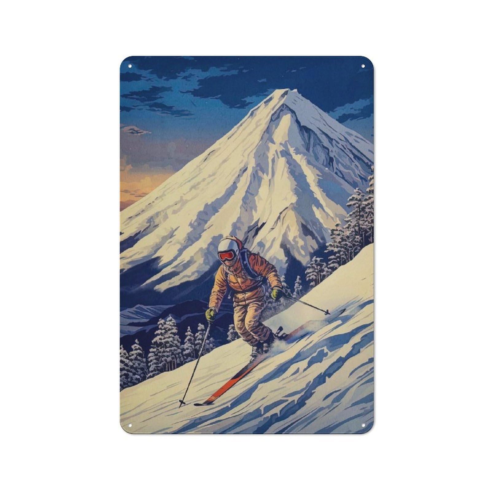 Junmoney Style-21 Snowboard Japanese Retro Metal Wall Sign 30X20cm For Living Room Or Hallway, For Collectors Decorating Living Rooms And Hallways
