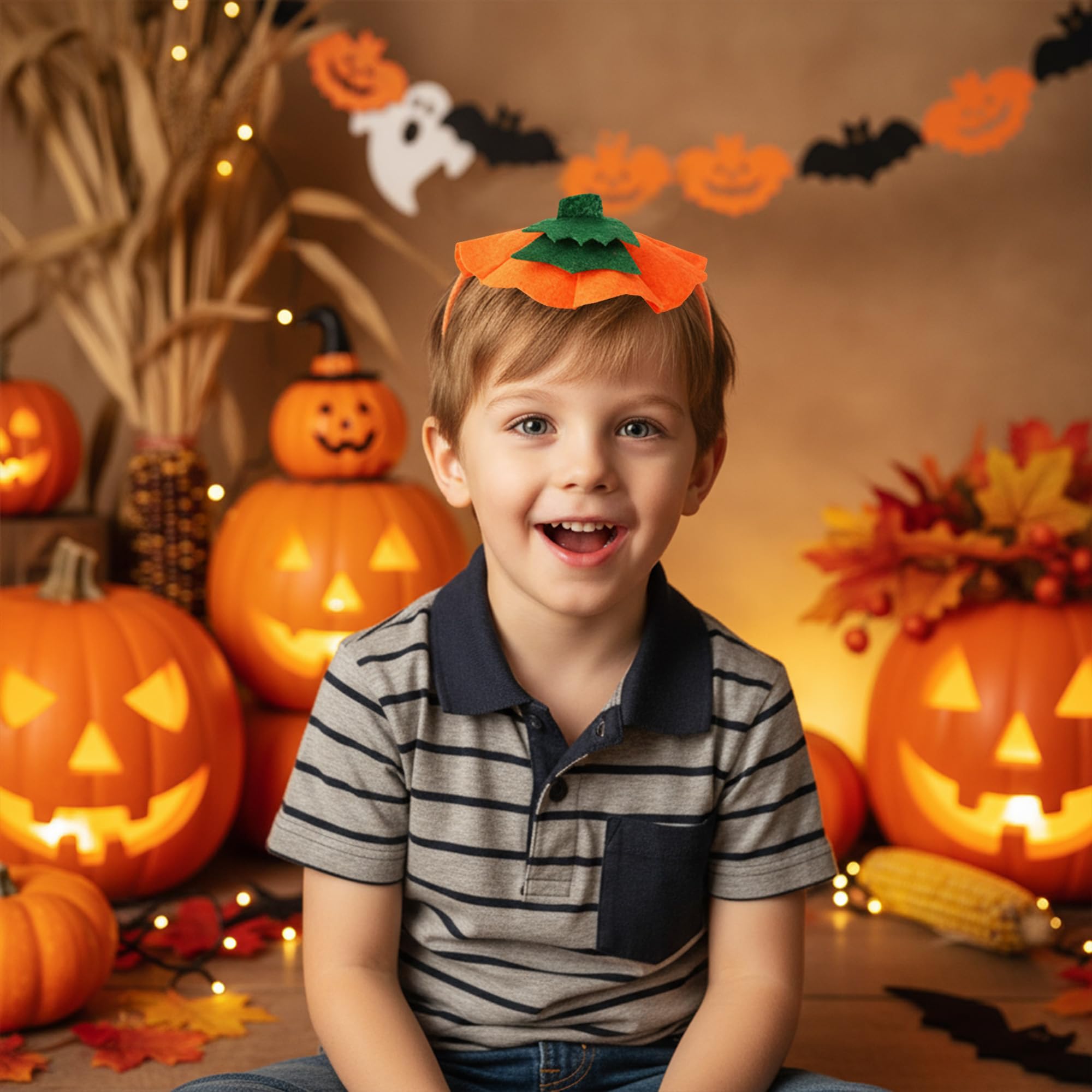 Diadema de Halloween, sombrero de calabaza, diademas para disfraz de Halloween, accesorios de fiesta de disfraces 7